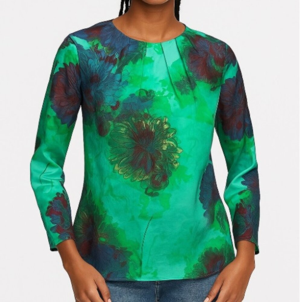 J. Crew Top Floral Print Chiffon Size X-SMALL  Hothouse